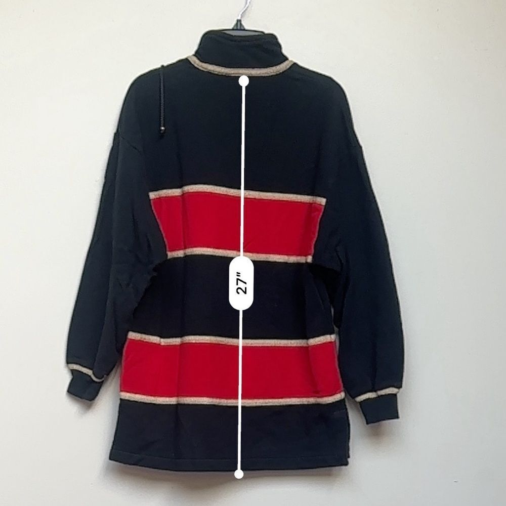 St. John Sport Striped Navy Red Gold Quarter Zip Pullover Sweater Sz P (Petite) - Picture 10 of 13